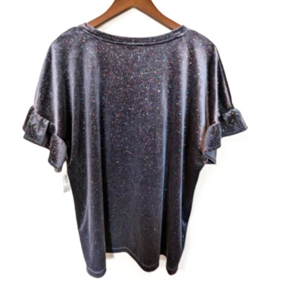 NWT Old Navy Shimmer Holiday Ruffle Sleeve Velour Top Size XL - Picture 4 of 6